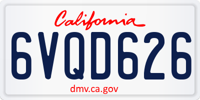 CA license plate 6VQD626