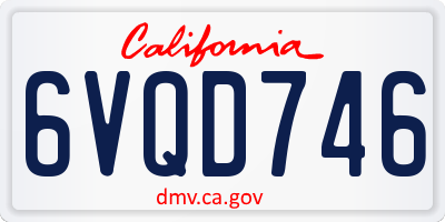 CA license plate 6VQD746