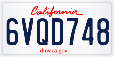 CA license plate 6VQD748