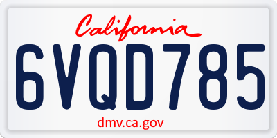 CA license plate 6VQD785