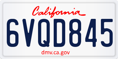 CA license plate 6VQD845