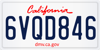 CA license plate 6VQD846