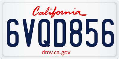 CA license plate 6VQD856