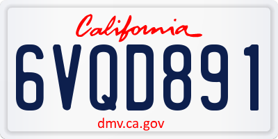 CA license plate 6VQD891