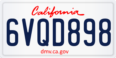 CA license plate 6VQD898