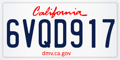 CA license plate 6VQD917