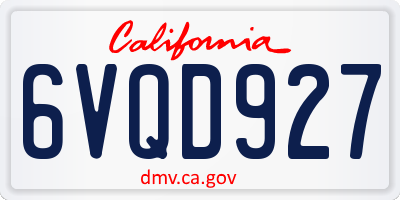 CA license plate 6VQD927