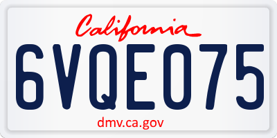 CA license plate 6VQE075