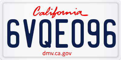CA license plate 6VQE096