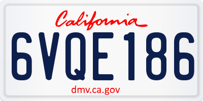 CA license plate 6VQE186