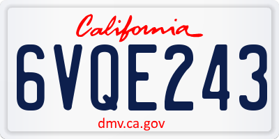 CA license plate 6VQE243