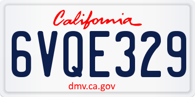 CA license plate 6VQE329