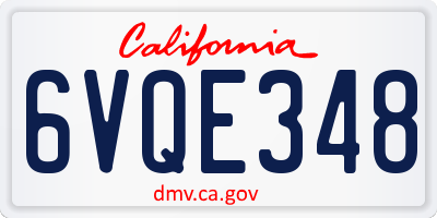 CA license plate 6VQE348