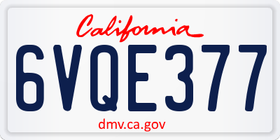 CA license plate 6VQE377