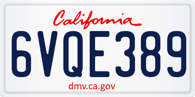 CA license plate 6VQE389