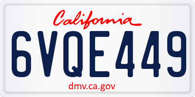 CA license plate 6VQE449