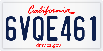 CA license plate 6VQE461
