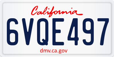 CA license plate 6VQE497