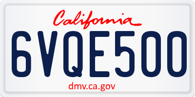 CA license plate 6VQE500