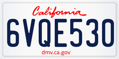 CA license plate 6VQE530