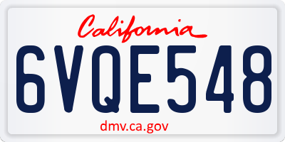CA license plate 6VQE548