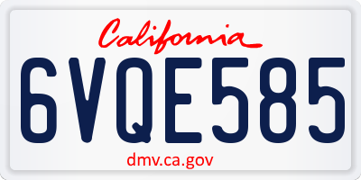 CA license plate 6VQE585