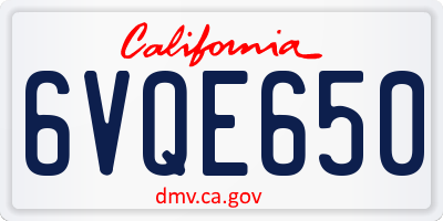 CA license plate 6VQE650