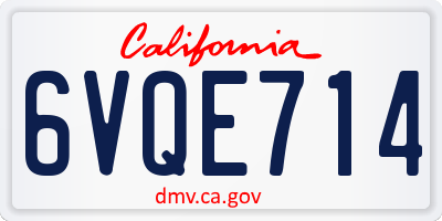 CA license plate 6VQE714