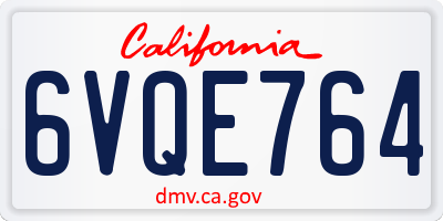 CA license plate 6VQE764