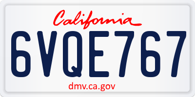CA license plate 6VQE767