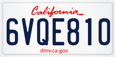 CA license plate 6VQE810