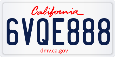 CA license plate 6VQE888
