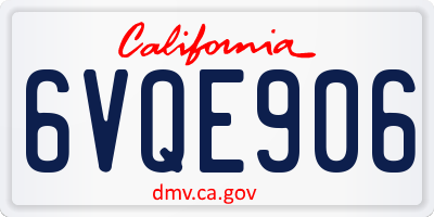 CA license plate 6VQE906