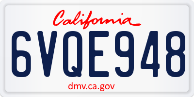 CA license plate 6VQE948