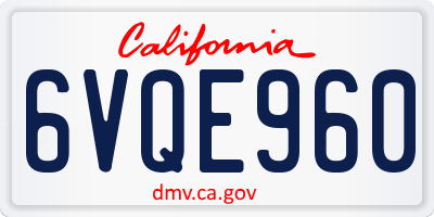 CA license plate 6VQE960