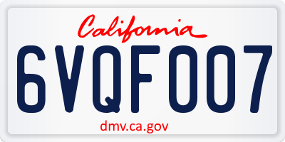 CA license plate 6VQF007