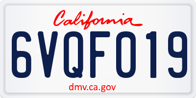 CA license plate 6VQF019