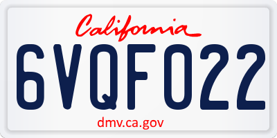 CA license plate 6VQF022