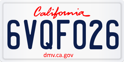 CA license plate 6VQF026