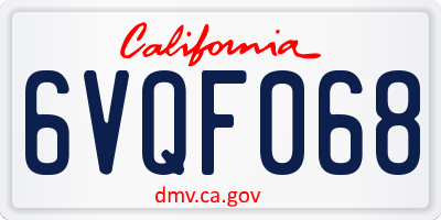 CA license plate 6VQF068