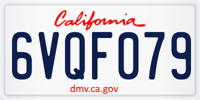 CA license plate 6VQF079