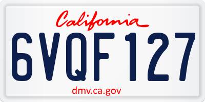 CA license plate 6VQF127