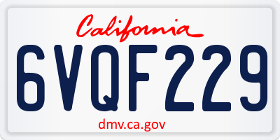 CA license plate 6VQF229