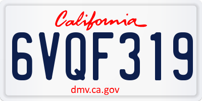 CA license plate 6VQF319