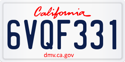 CA license plate 6VQF331