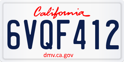 CA license plate 6VQF412