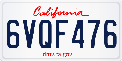 CA license plate 6VQF476