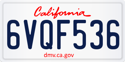 CA license plate 6VQF536