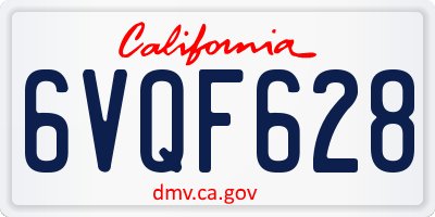 CA license plate 6VQF628
