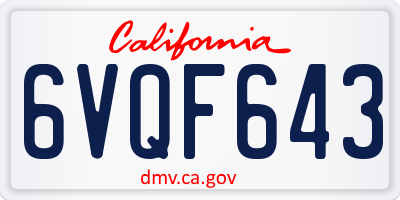 CA license plate 6VQF643